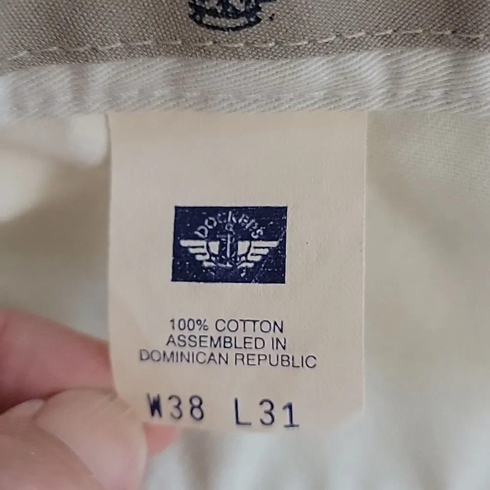 Docker Chino Pants Vintage 90s Pleated Front - Light Tan Mens Size 38